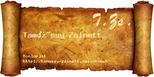 Tamássy Zsinett névjegykártya